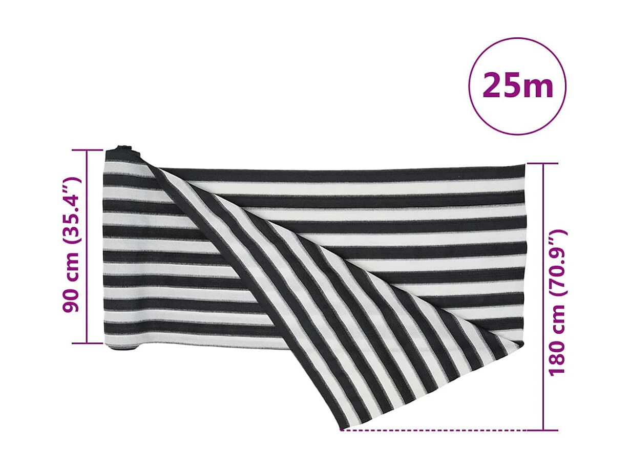 Filet brise-vue anthracite et blanc 1,8x25 m PEHD 75 g/m²