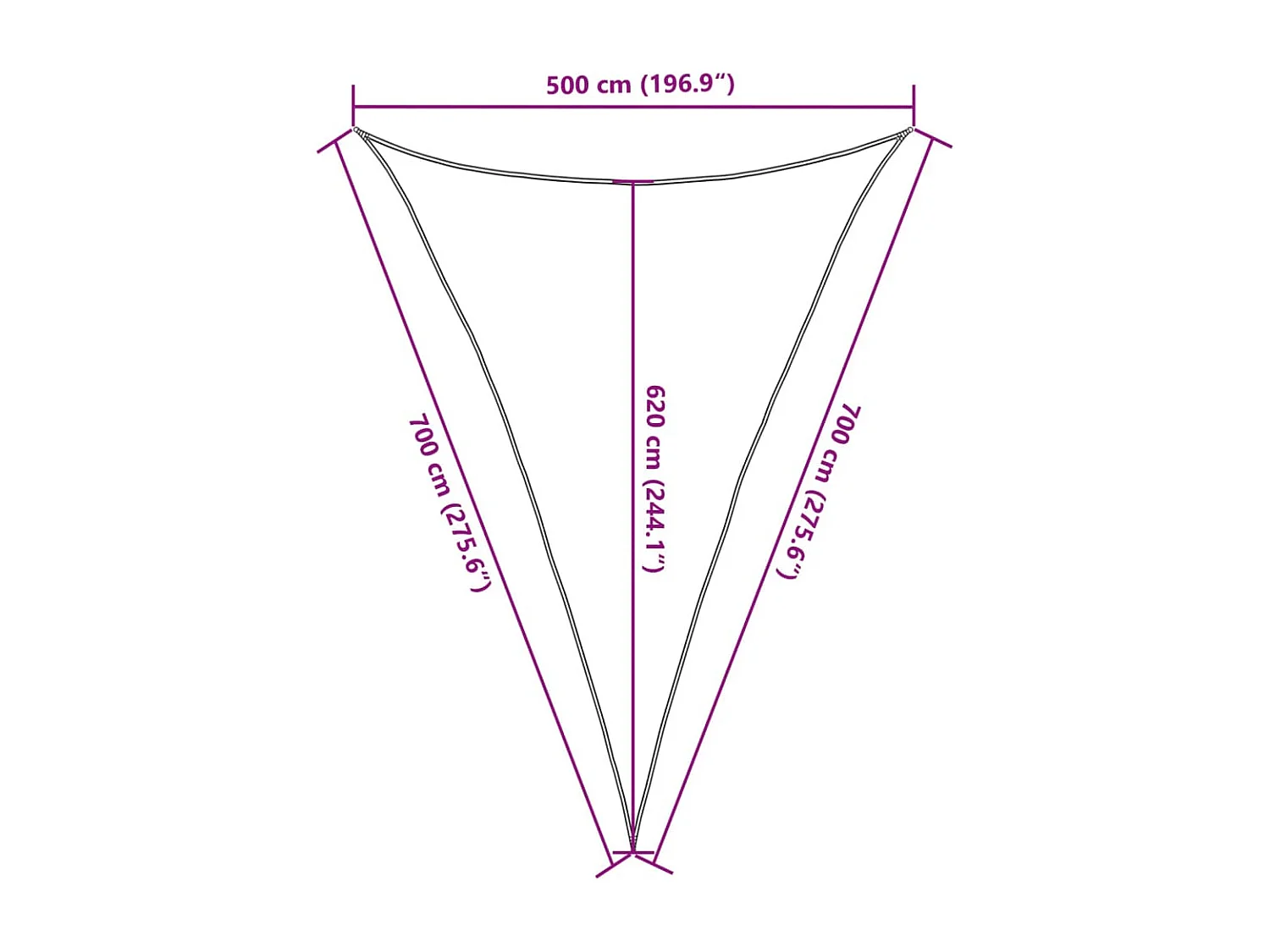 Vela ombreggiante 160 g/m² Bianco 5x7x7 mt HDPE