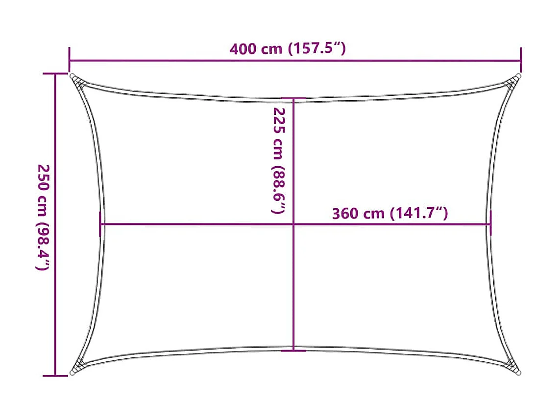 Vela de sombra 160 g/m² areia retangular 2,5x4 m HDPE
