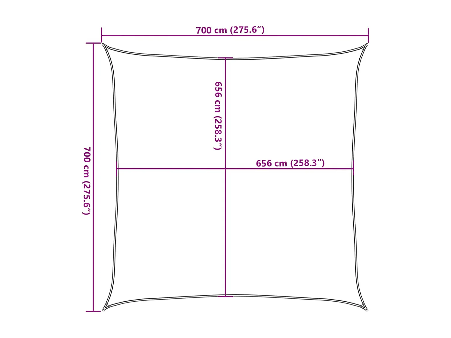 Vela de sombra de areia 7x7 m 100% poliéster oxford