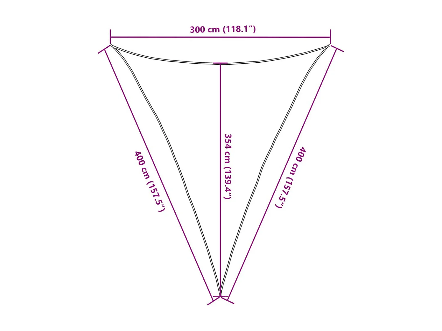 Hellgraues Sonnensegel 3x4x4 m, 100 % Polyester Oxford