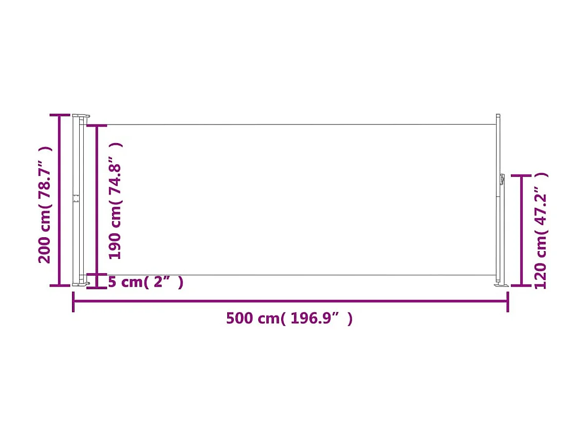 Auvent latéral rétractable de patio 220x500 cm Rouge