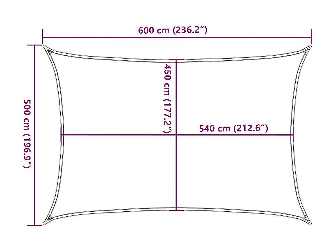 Vela de sombra 160 g/m² rectangular amarilla 5x6 m HDPE