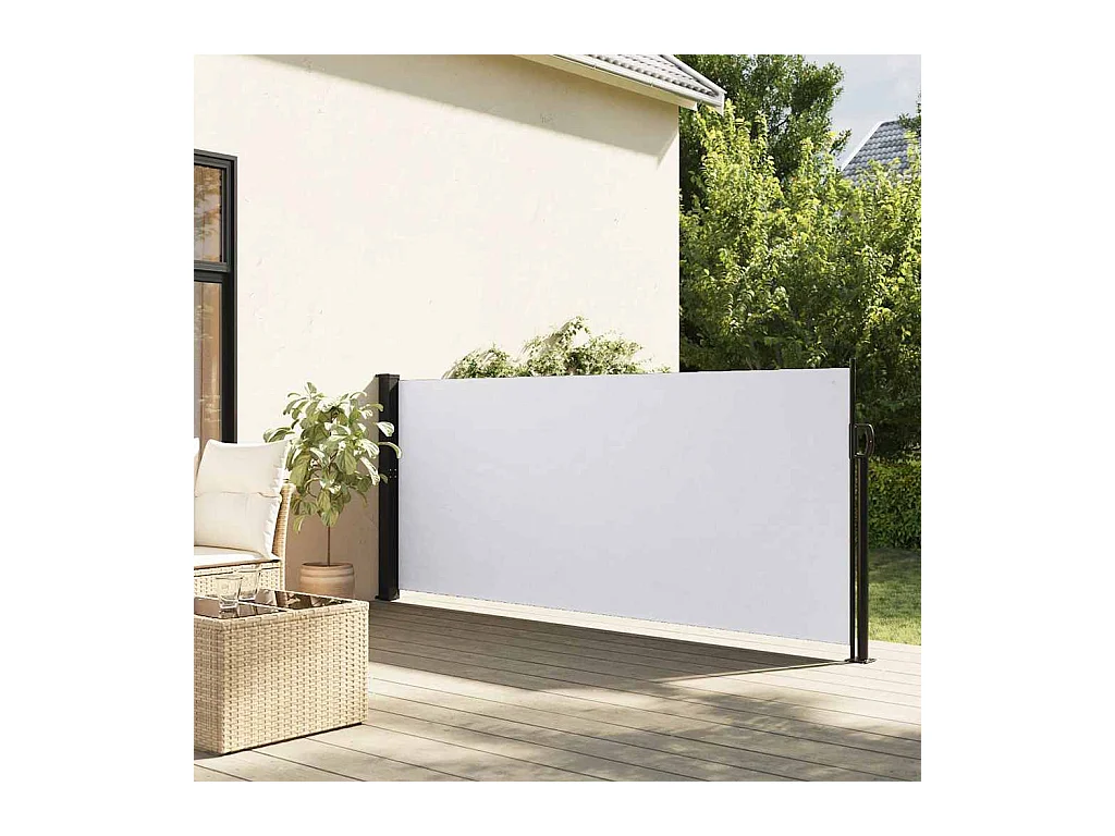 Auvent latéral rétractable blanc 117x300 cm