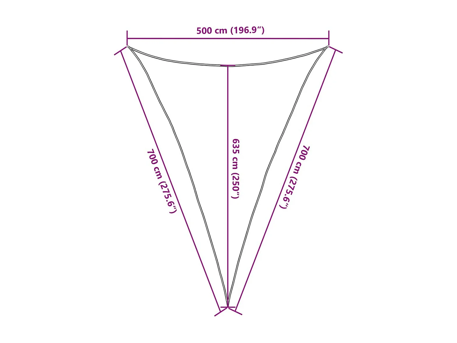 Voile d'ombrage sable 5x7x7 m 100 % polyester oxford
