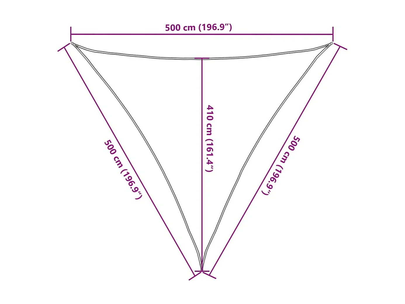 Vela ombreggiante grigio chiaro 5x5x5 m 100% poliestere oxford
