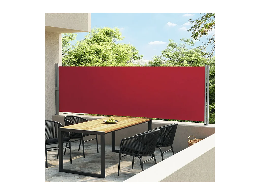 Einziehbare seitliche Terrassenmarkise 140x600 cm Rot
