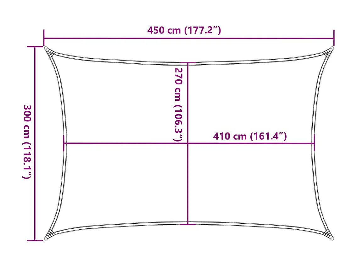 Voile d'ombrage 160 g/m² rectangulaire bleu 3x4,5 m PEHD