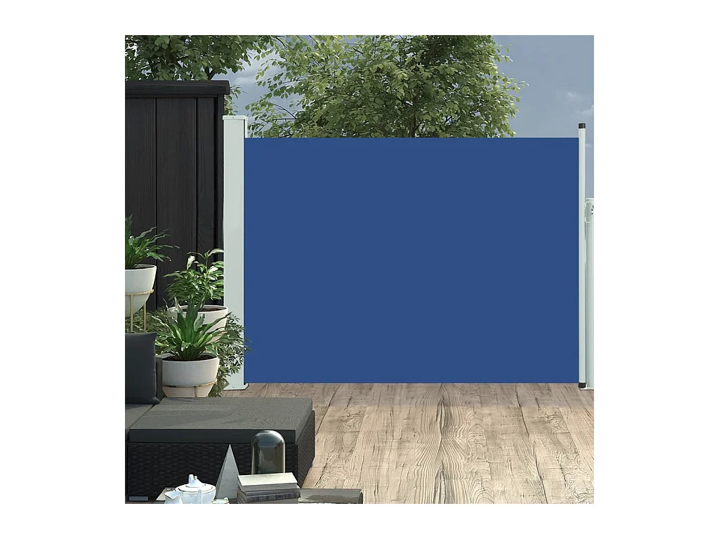 Auvent latéral rétractable de patio 120x500 cm Bleu
