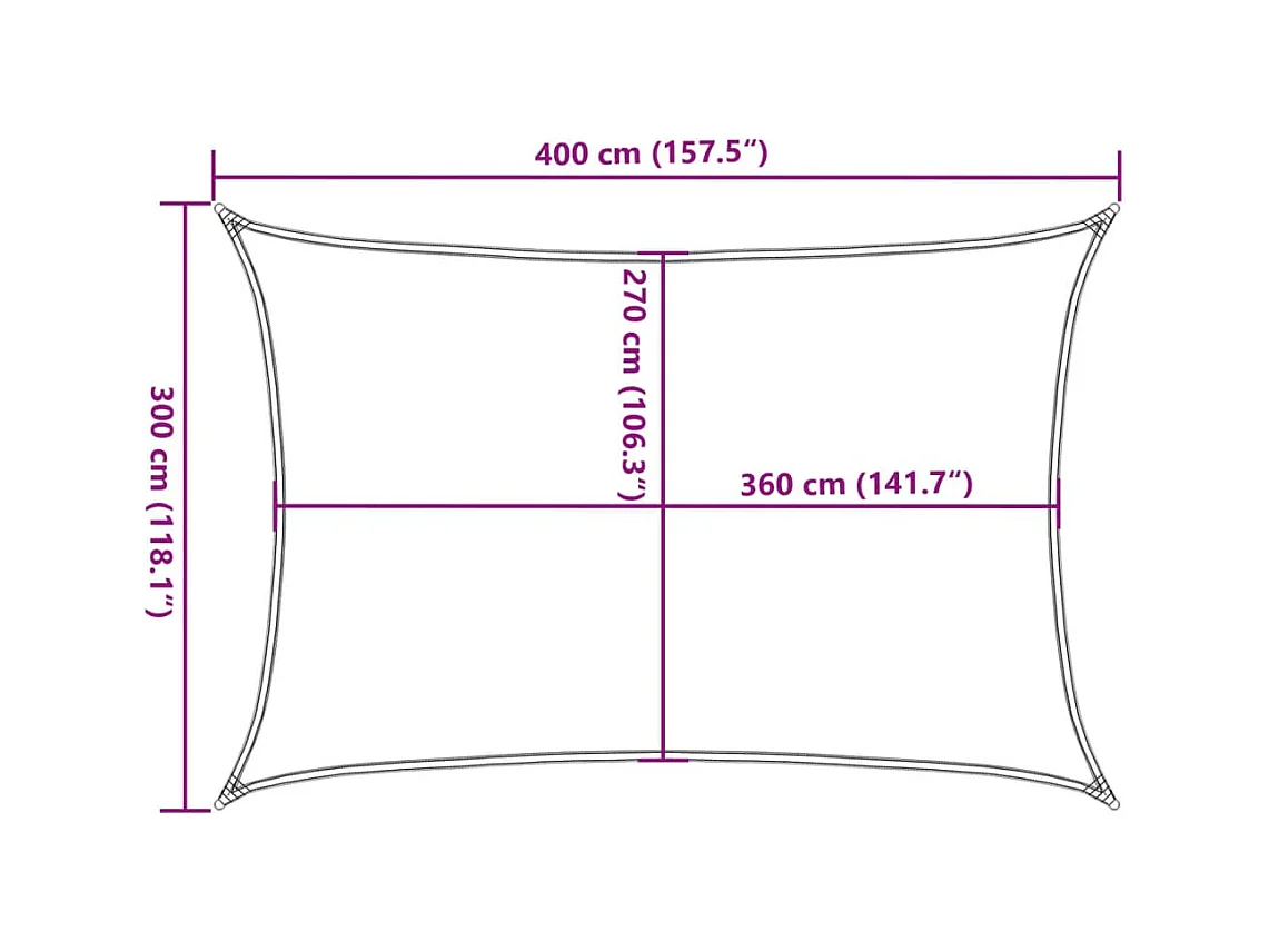 Voile d'ombrage 160 g/m² rectangulaire sable 3x4 m PEHD