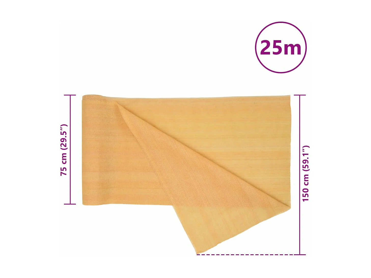 Filet brise-vue sable 1,5x25 m PEHD 150 g/m²