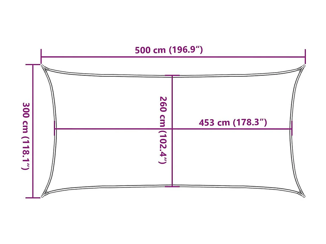 Hellgraues Sonnensegel 5x3 m, 100 % Polyester Oxford