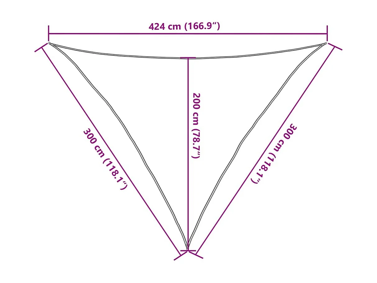 Vela de sombra arena 3x3x4,24 m 100% poliéster oxford