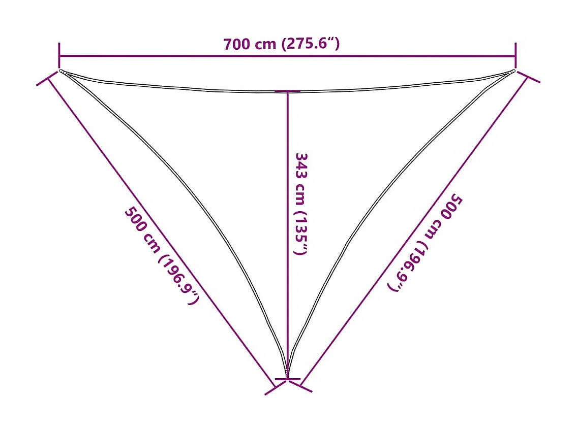 Voile d'ombrage noir 7x5x5 m 100 % polyester oxford