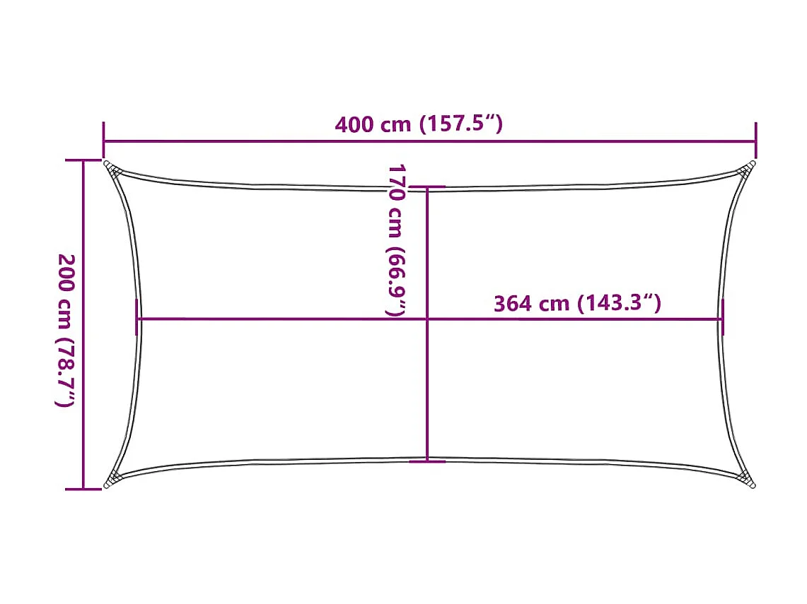 Voile d'ombrage gris clair 4x2 m 100% polyester oxford