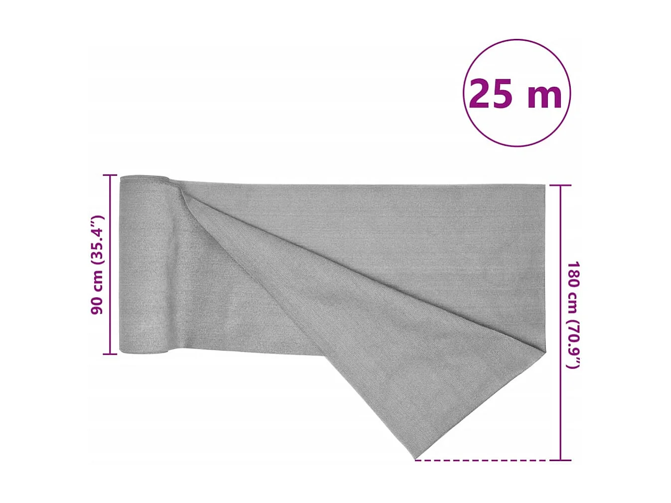 Filet brise-vue gris clair 1,8x25 m PEHD 195 g/m²