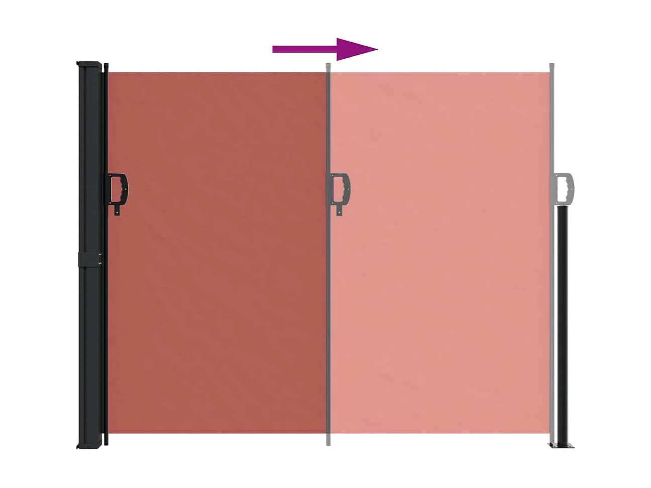 Ausziehbare Seitenmarkise aus Terrakotta, 160 x 600 cm