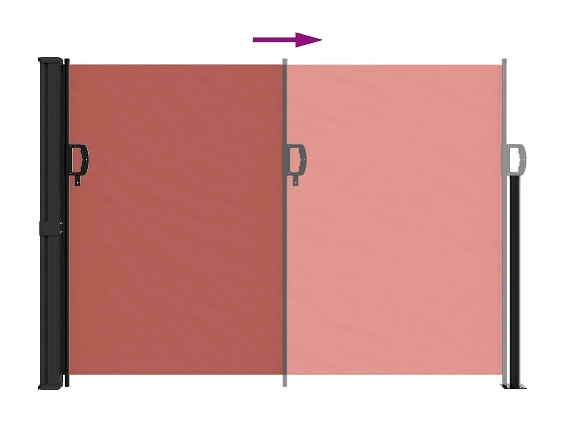 Einziehbare Seitenmarkise aus Terrakotta, 140 x 500 cm