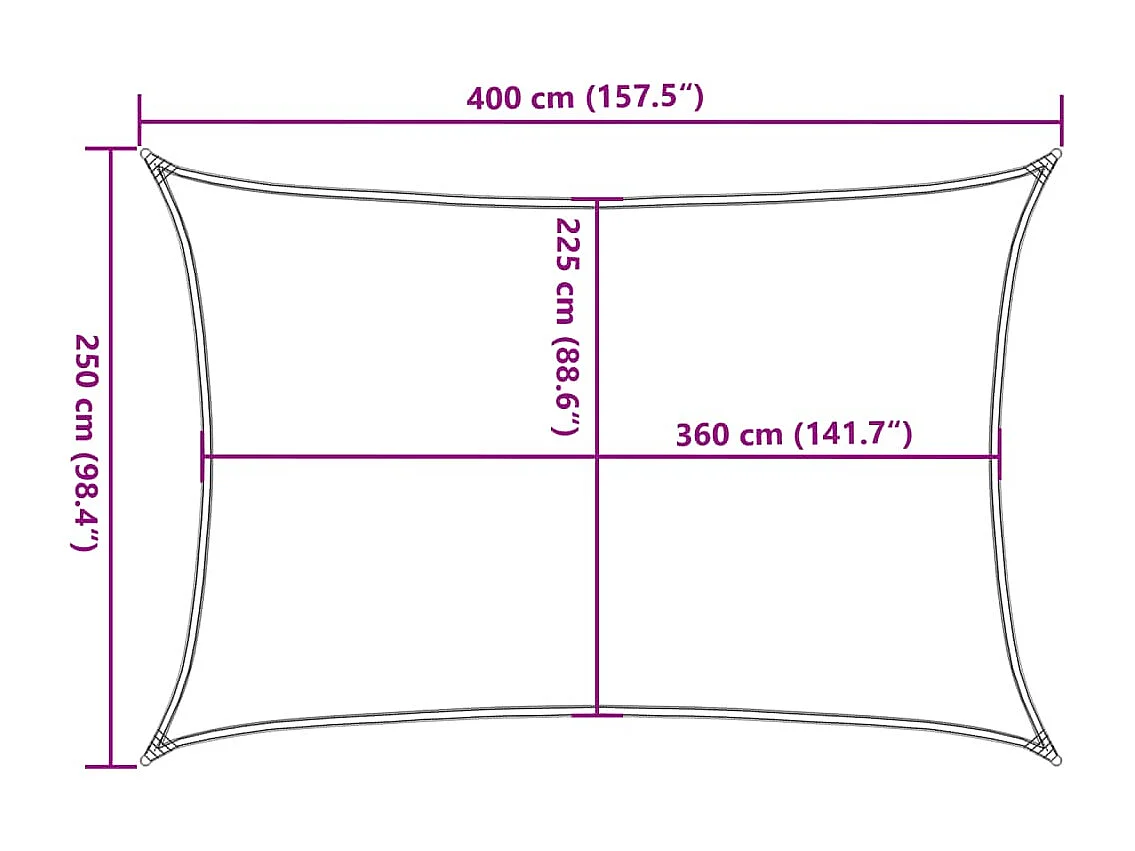 Vela ombreggiante 160 g/m² Rossa 2,5x4 mt HDPE