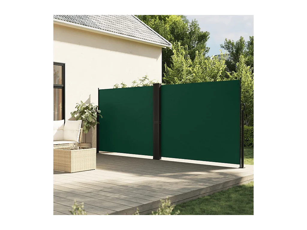 Dunkelgrüne einziehbare Seitenmarkise 180x600 cm