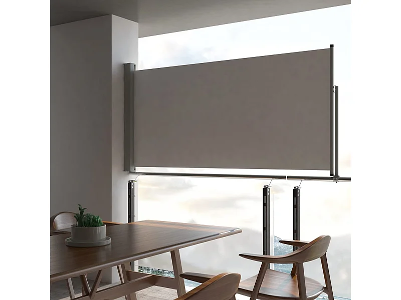 Auvent latéral rétractable de patio 120 x 300 cm Gris
