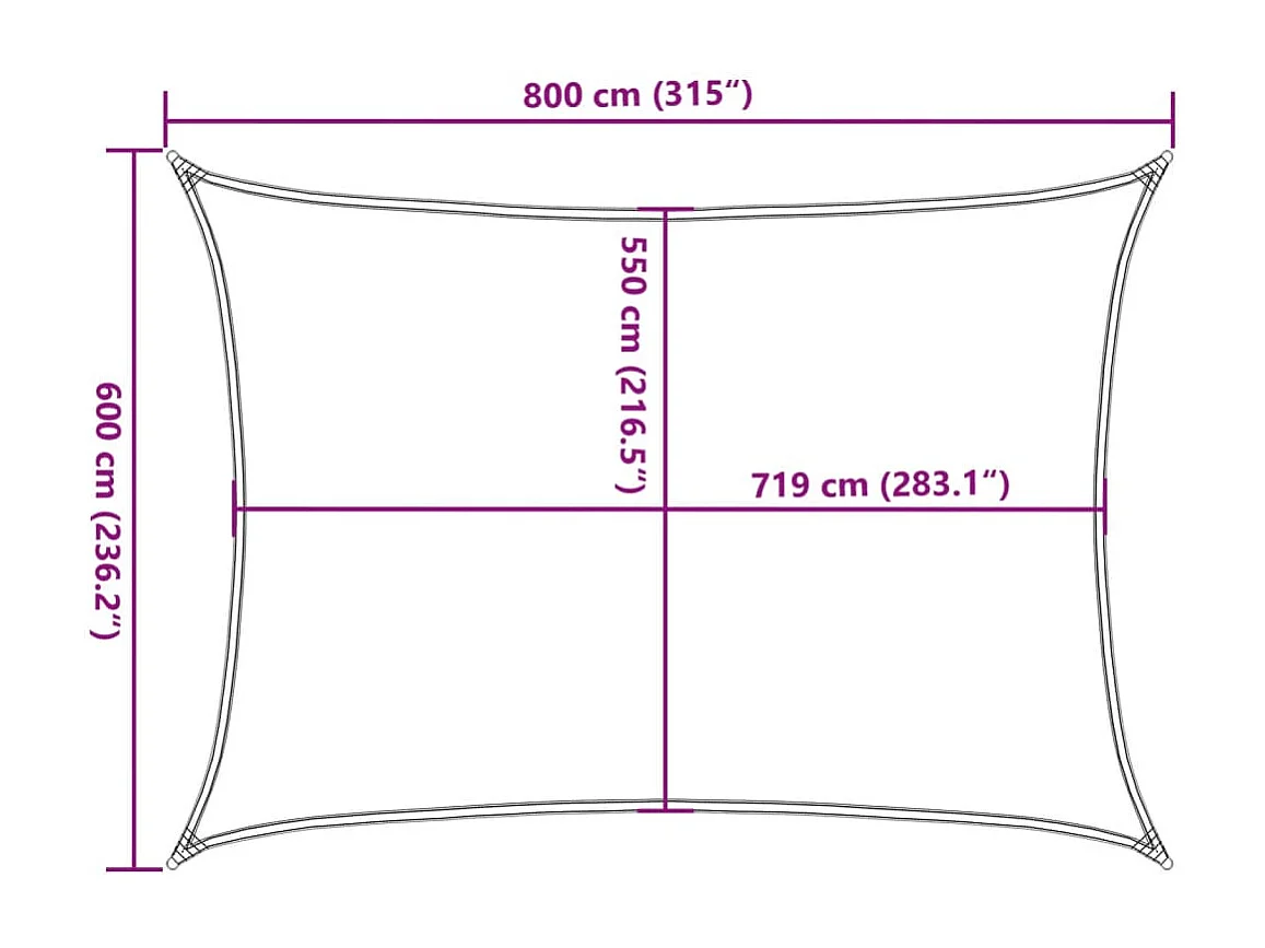 Sonnensegel 160 g/m² Taupe 6x8 m HDPE