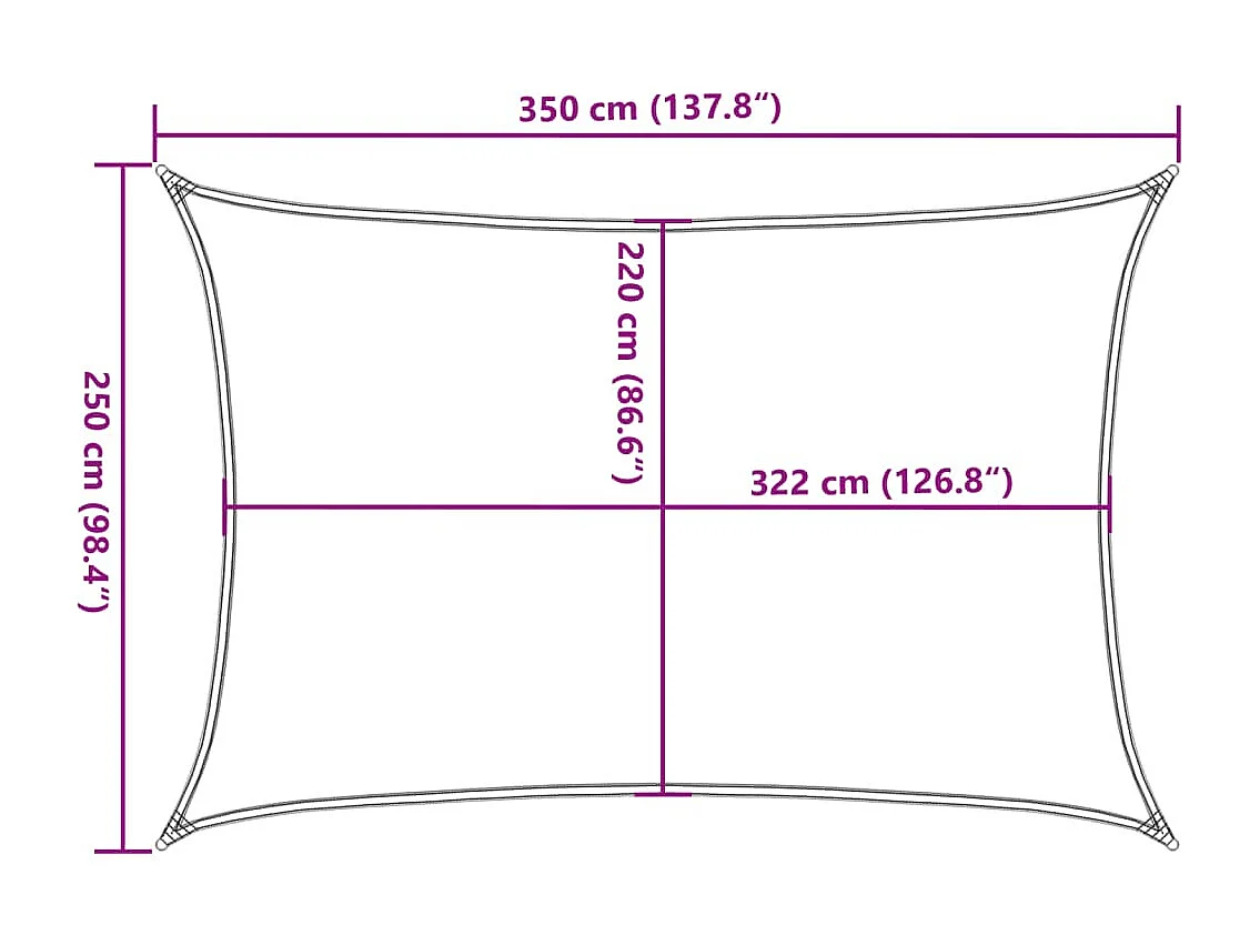 Voile d'ombrage sable 3,5x2,5 m 100 % polyester oxford