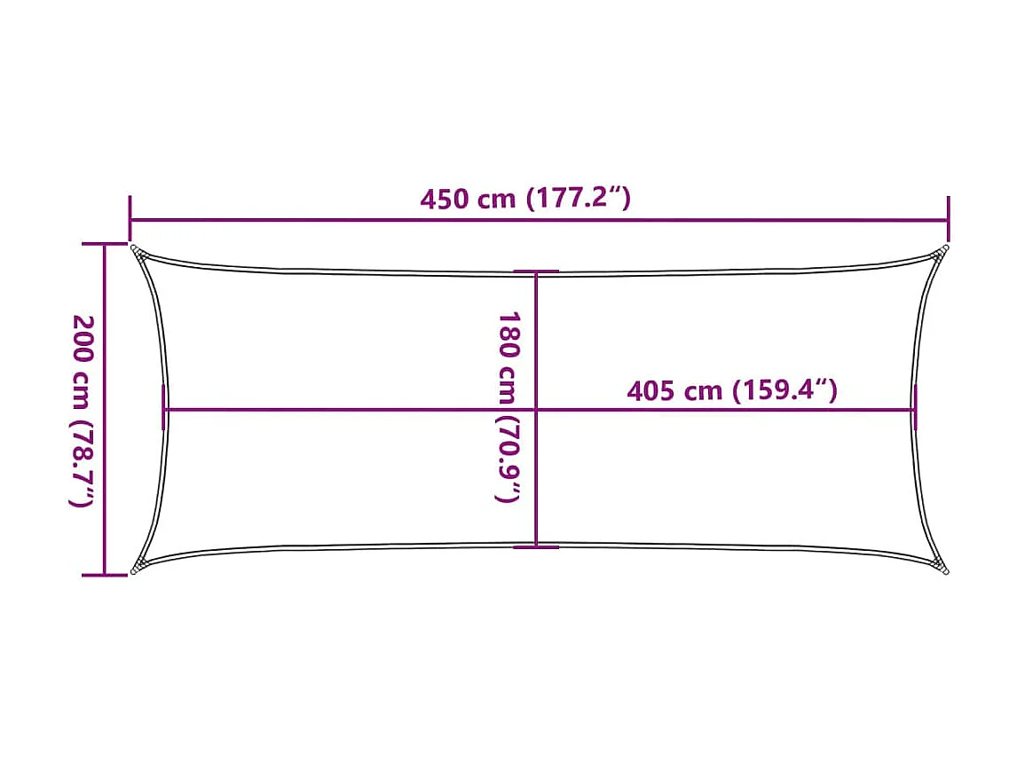 Voile d'ombrage 160 g/m² rectangulaire sable 2x4,5 m PEHD