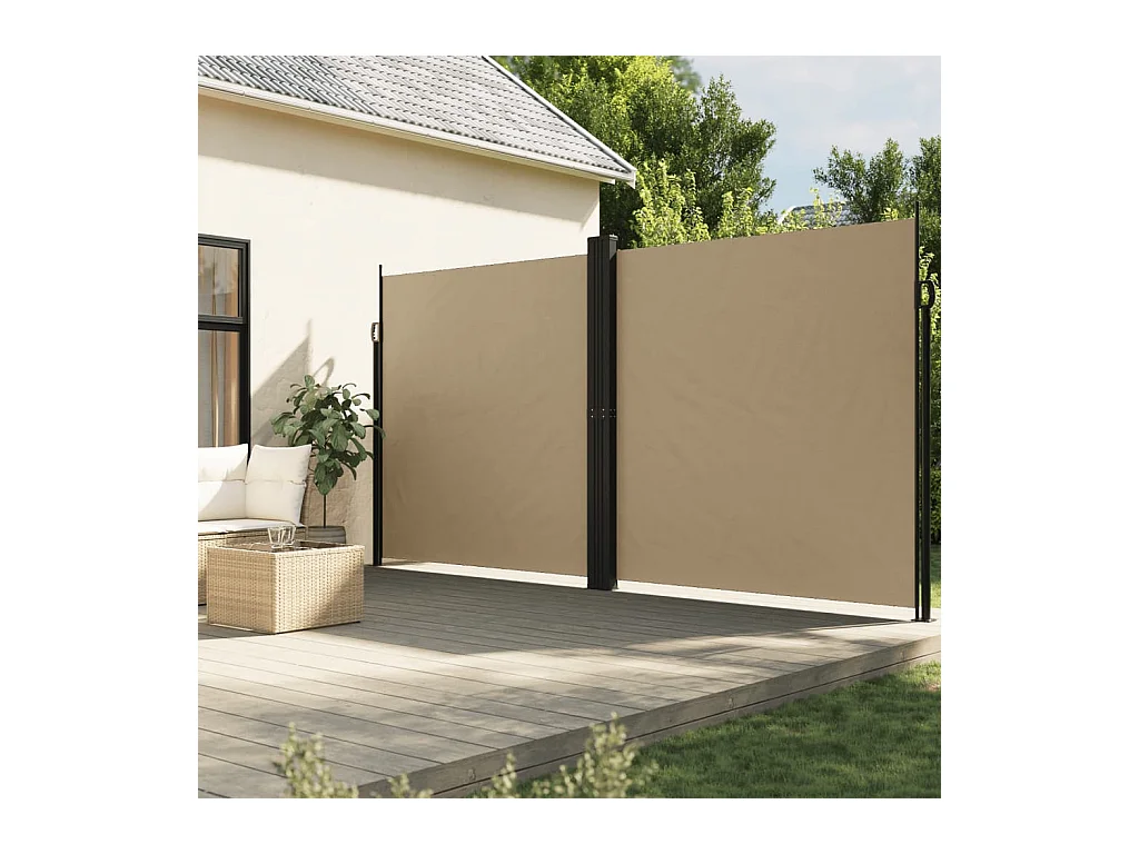 Auvent latéral rétractable beige 220x1200 cm