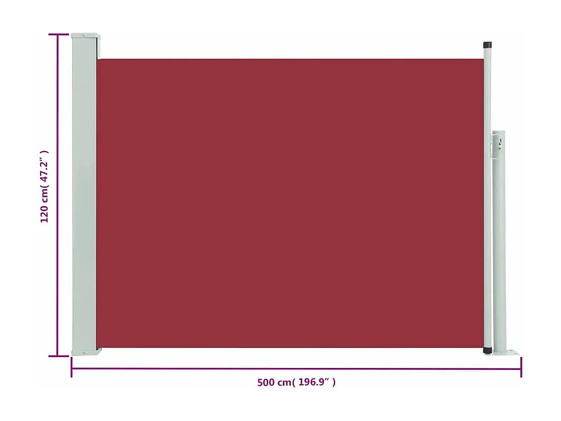 Tenda da sole laterale retrattile 120x500 cm Rossa