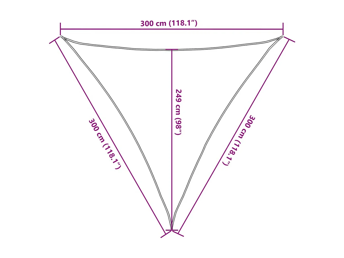 Vela de sombra gris claro 3x3x3 m 100% poliéster oxford