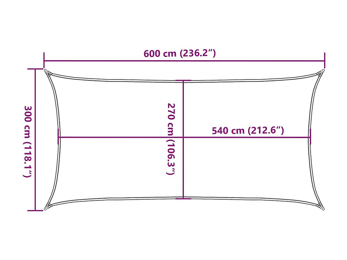 Voile d'ombrage 160 g/m² rectangulaire gris clair 3x6 m PEHD