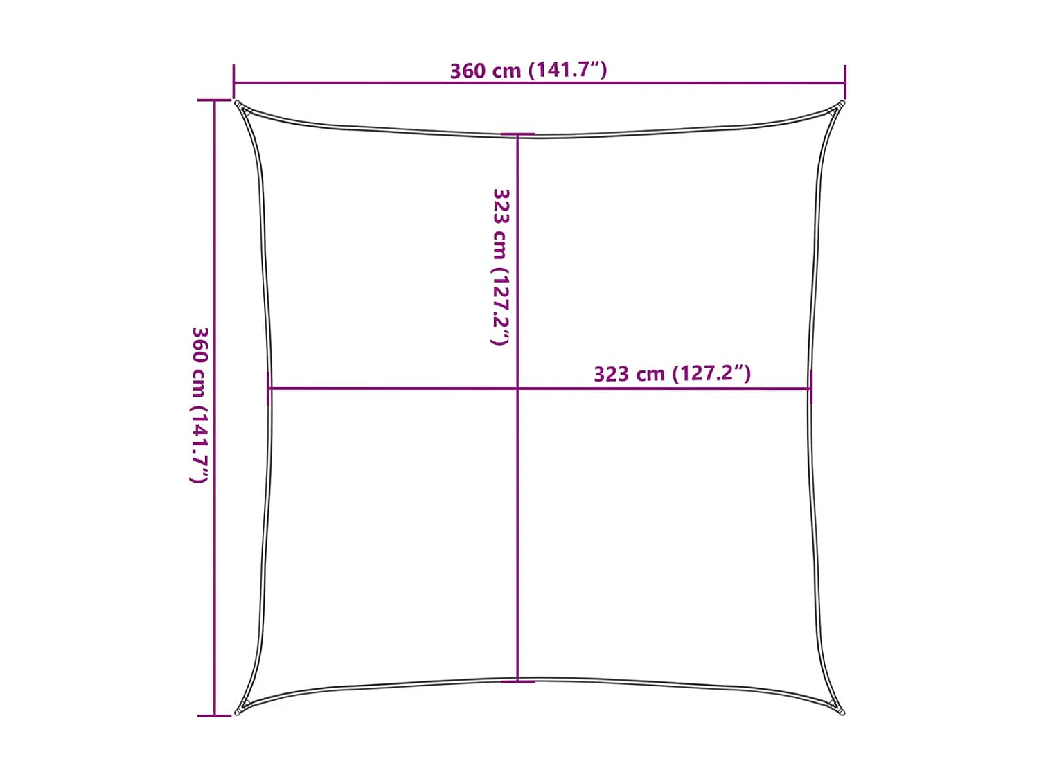 Voile d'ombrage gris clair 3,6x3,6 m 100% polyester oxford