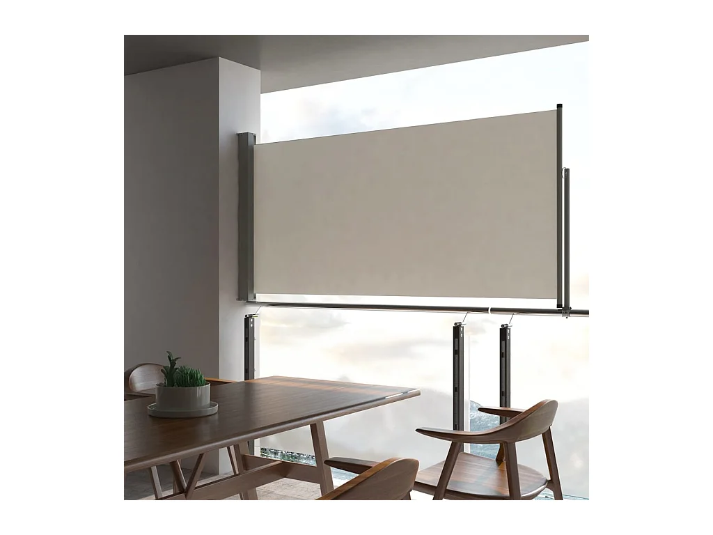 Auvent latéral rétractable de patio 120 x 300 cm Blanc cassé