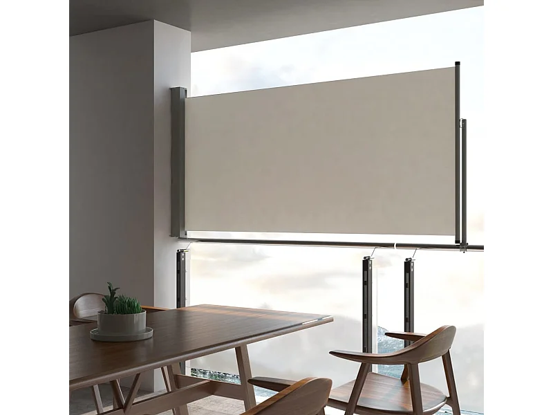 Auvent latéral rétractable de patio 120 x 300 cm Blanc cassé