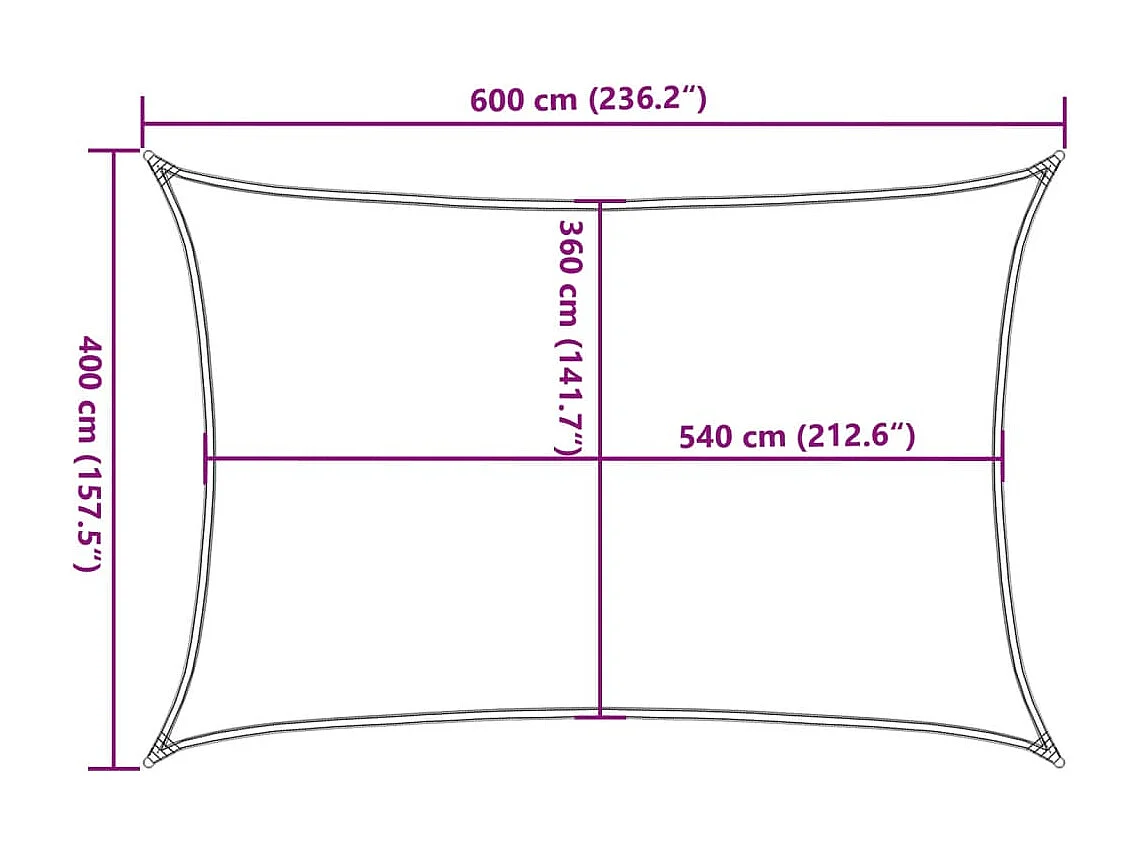 Voile d'ombrage 160 g/m² rectangulaire jaune 4x6 m PEHD
