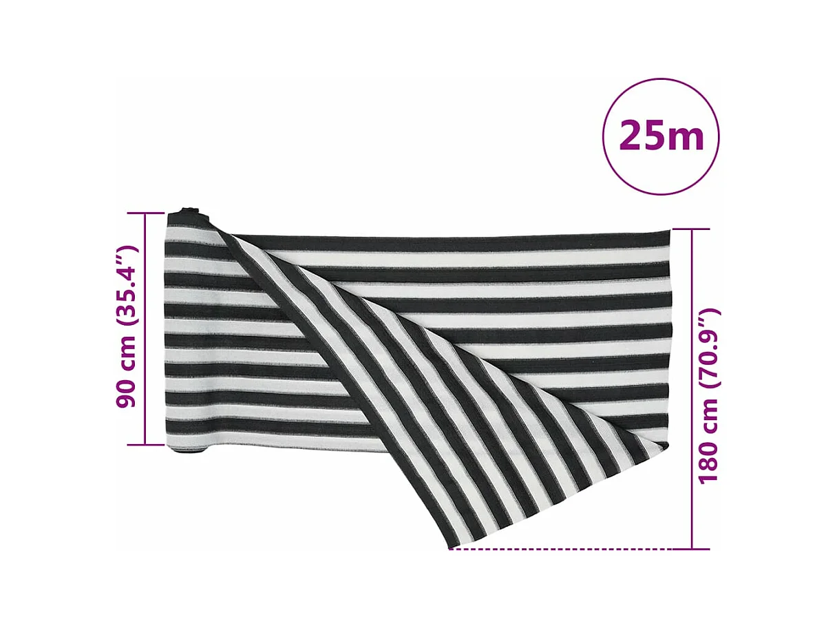 Filet brise-vue anthracite et blanc 1,8x25 m PEHD 195 g/m²