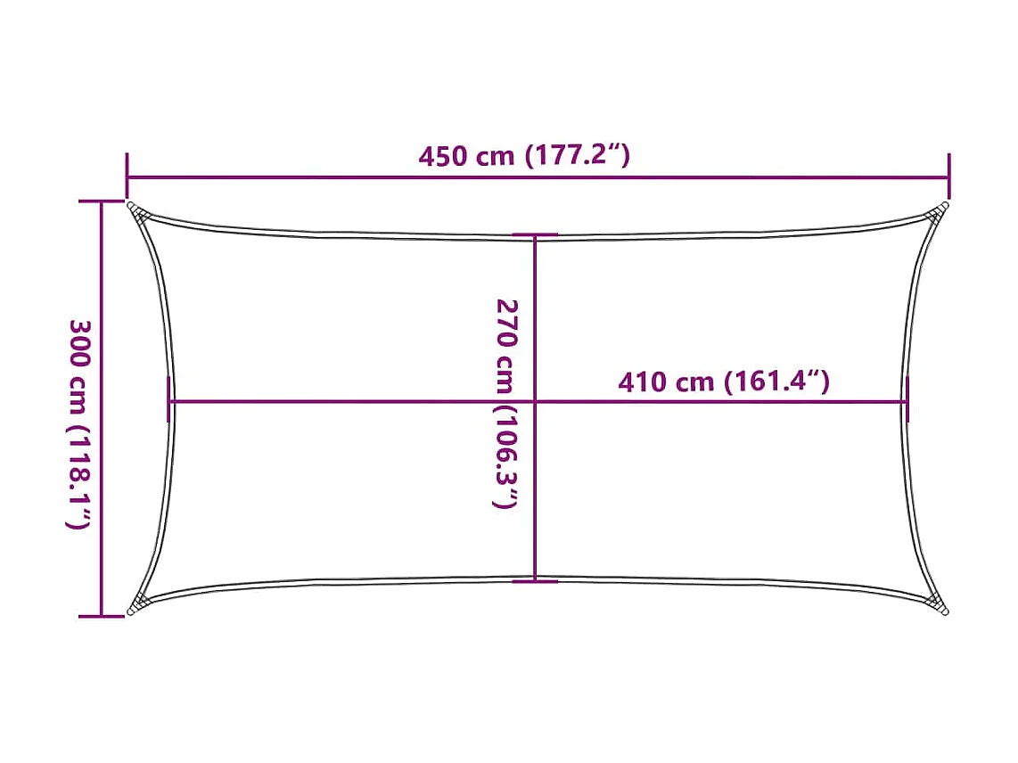 Voile d'ombrage 160 g/m² rectangulaire sable 3x4,5 m PEHD