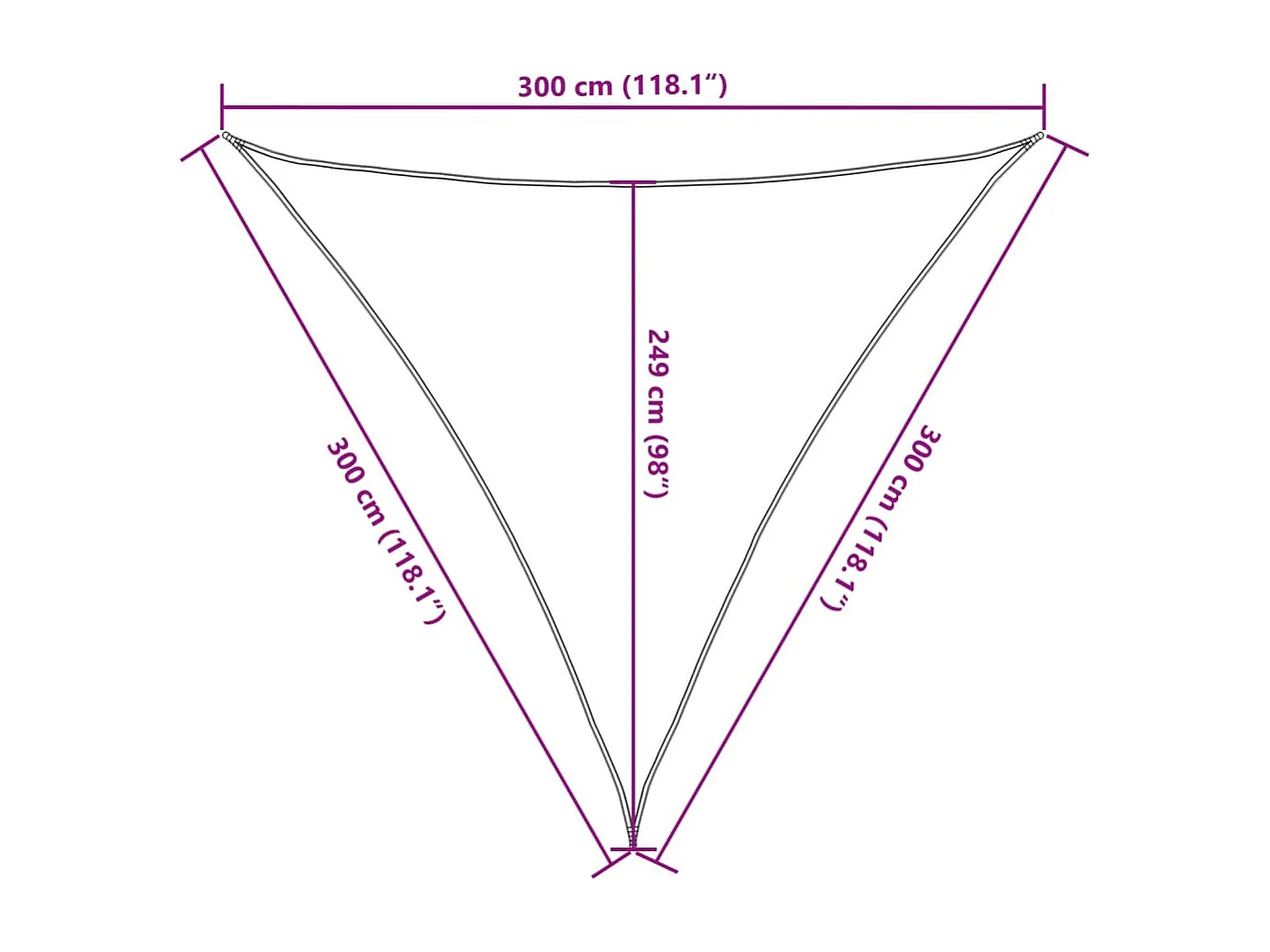 Voile d'ombrage sable 3x3x3 m 100 % polyester oxford