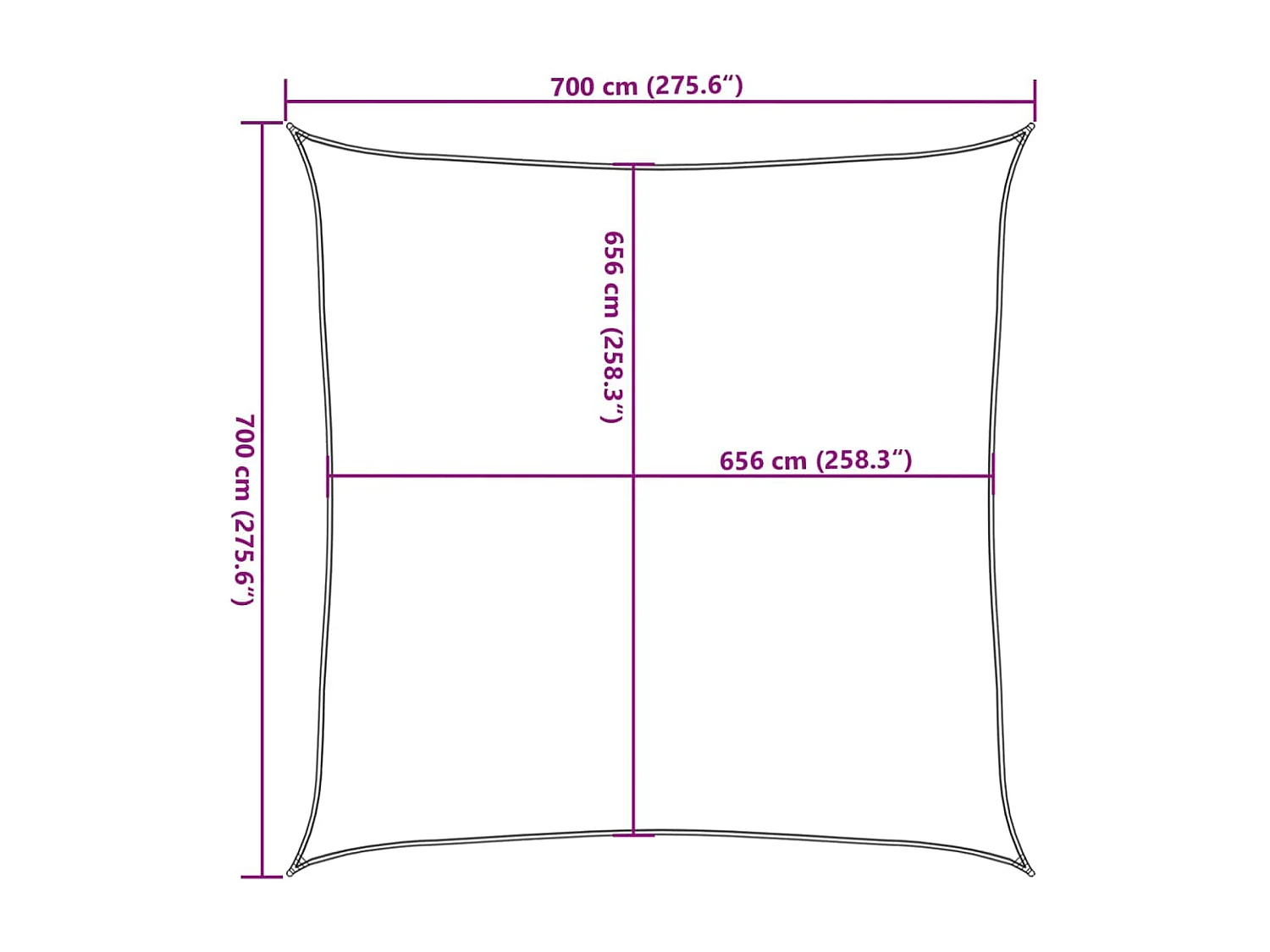 Voile d'ombrage gris clair 7x7 m 100% polyester oxford