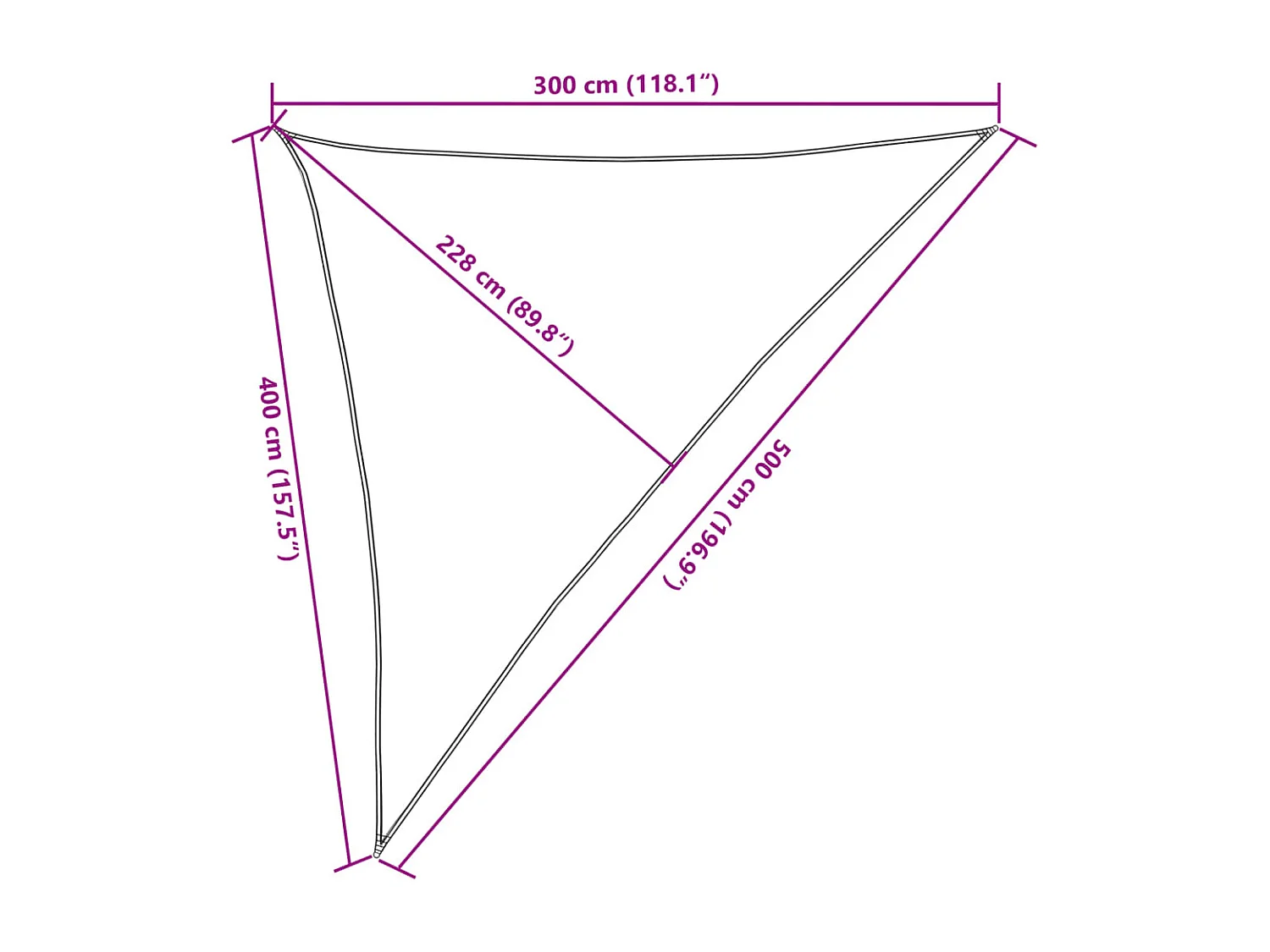 Hellgraues Sonnensegel 3x4x5 m, 100 % Polyester Oxford