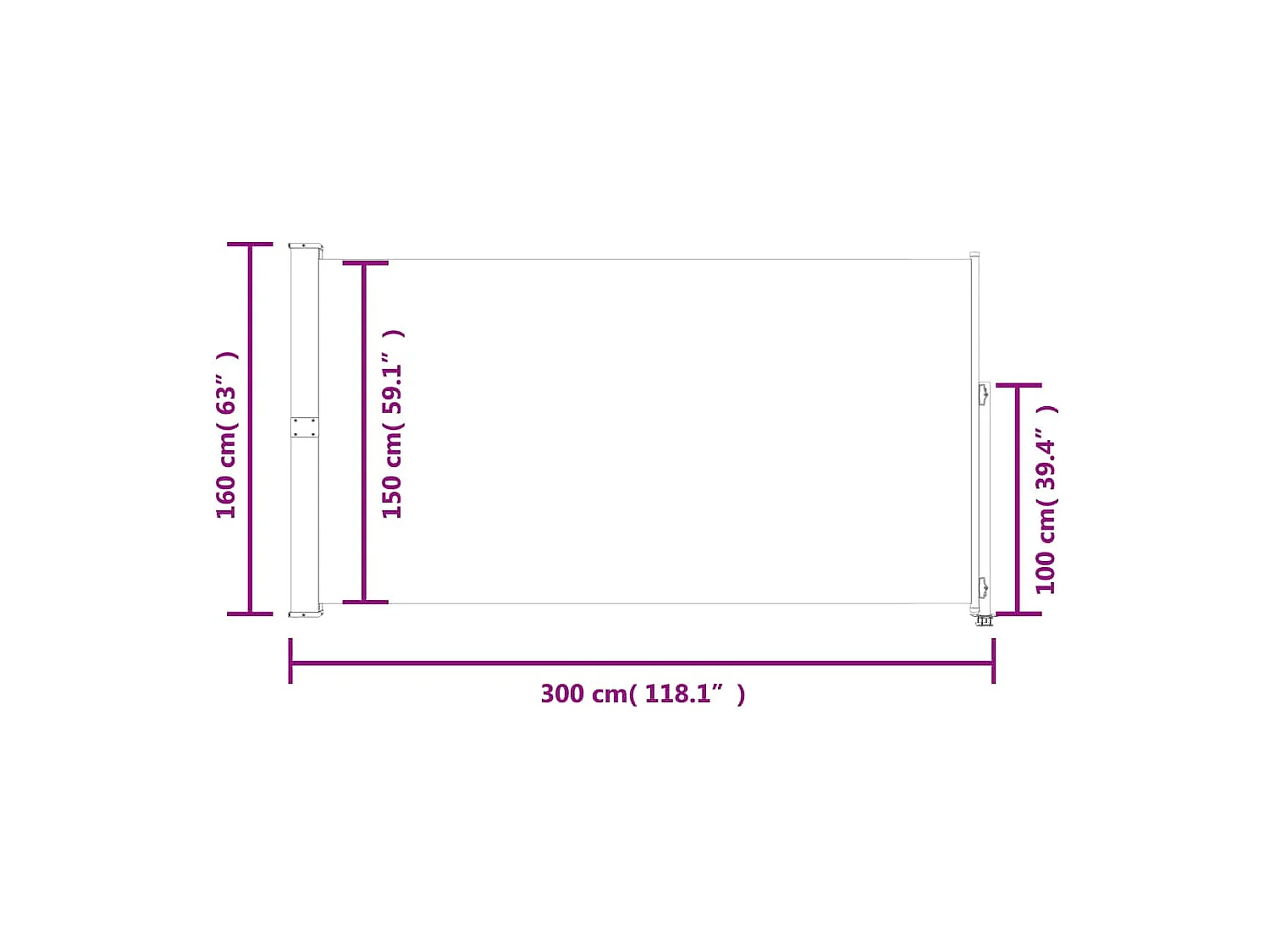 Toldo de terraza lateral retráctil 160x300 cm Marrón