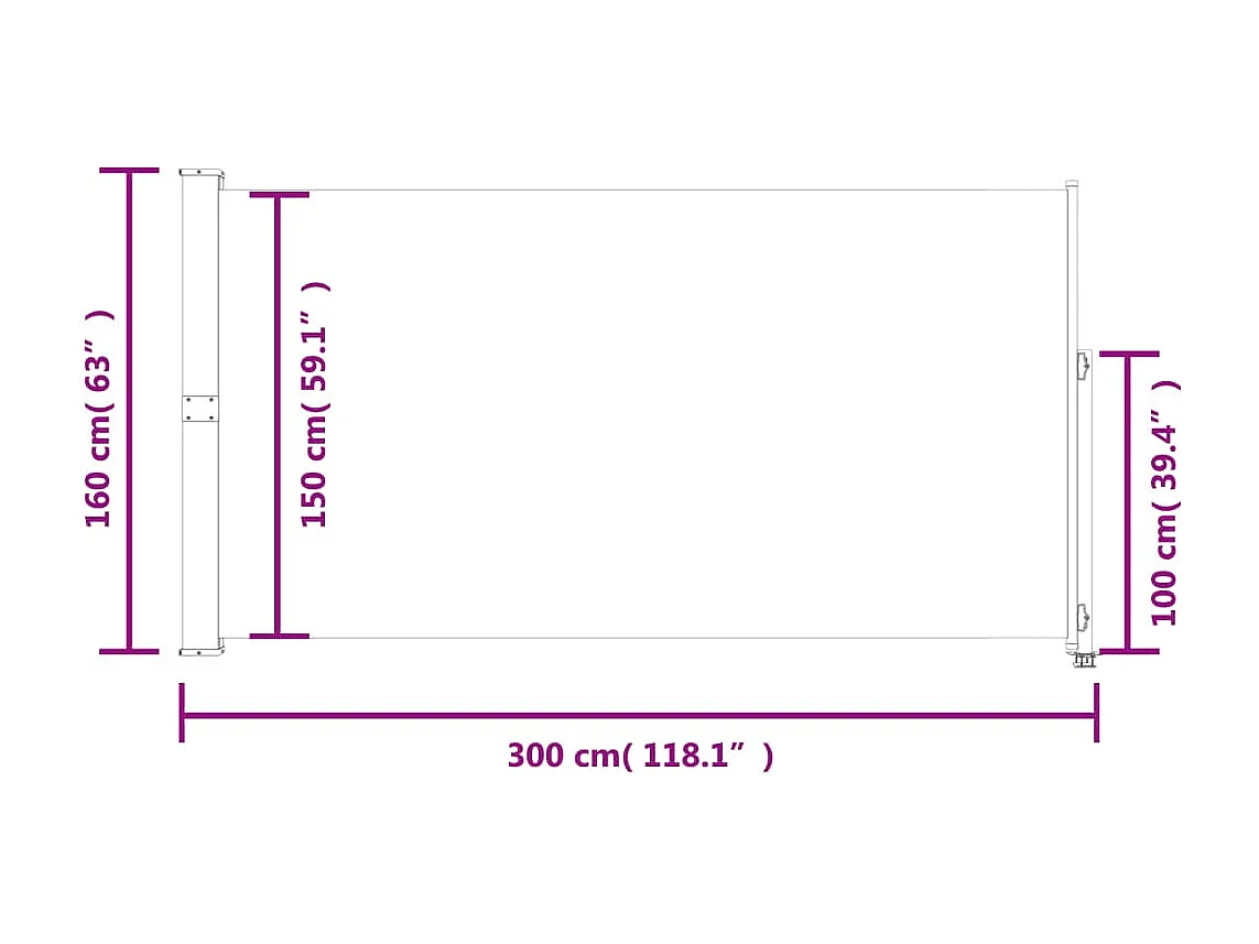 Toldo de terraza lateral retráctil 160x300 cm Marrón