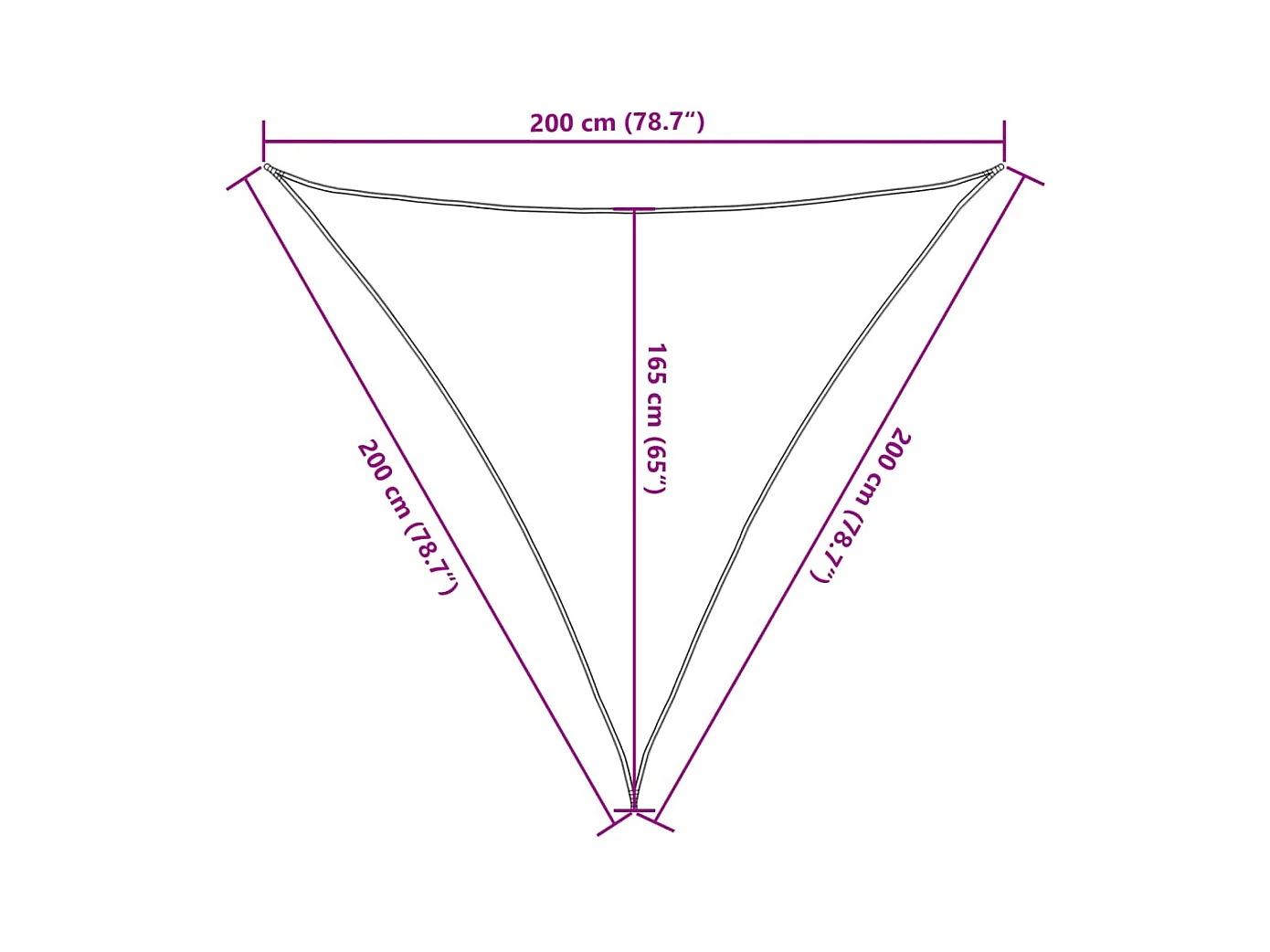 Anthrazitfarbenes Sonnensegel 2x2x2 m, 100 % Polyester Oxford