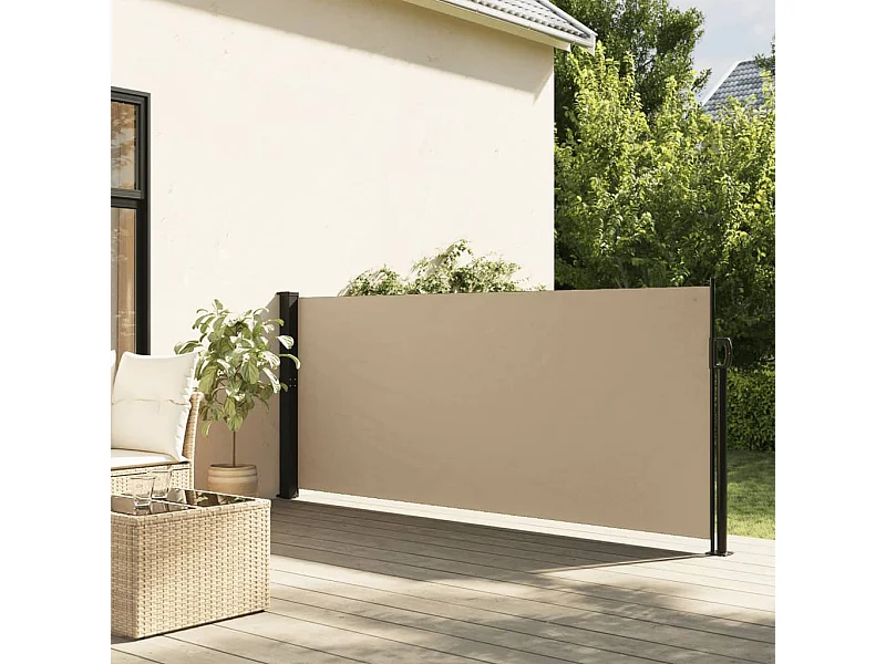Auvent latéral rétractable beige 140x500 cm