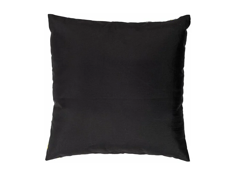 Coussin Déco Imprimé "Zeste" 40x40cm Noir & Jaune