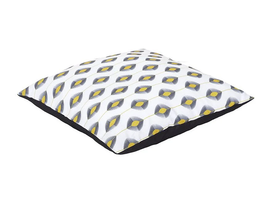 Coussin Déco Imprimé "Zeste" 40x40cm Noir & Jaune