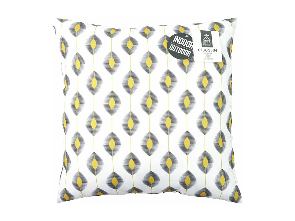Coussin Déco Imprimé "Zeste" 40x40cm Noir & Jaune