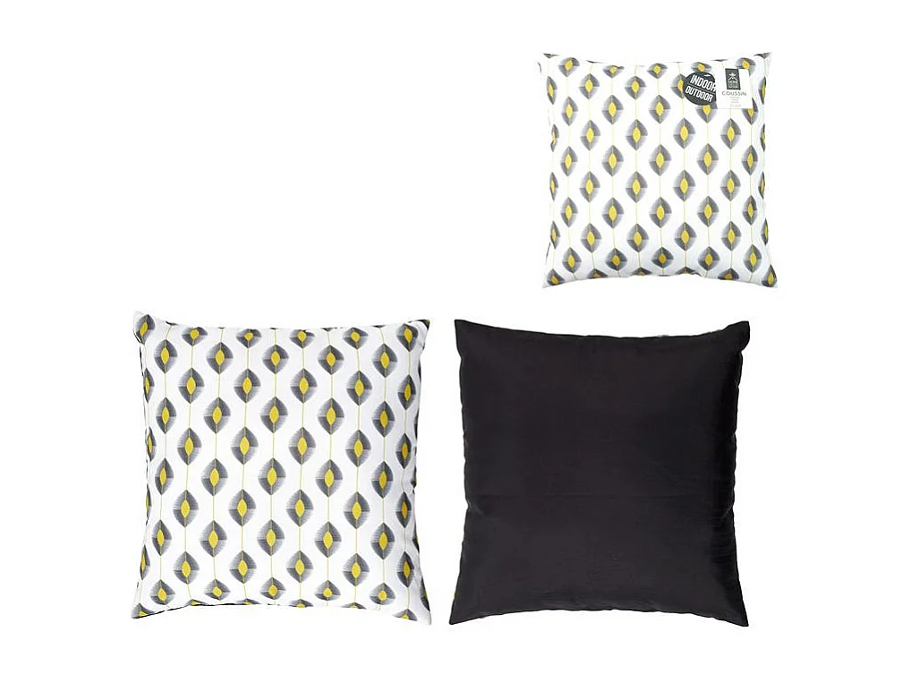 Coussin Déco Imprimé "Zeste" 40x40cm Noir & Jaune