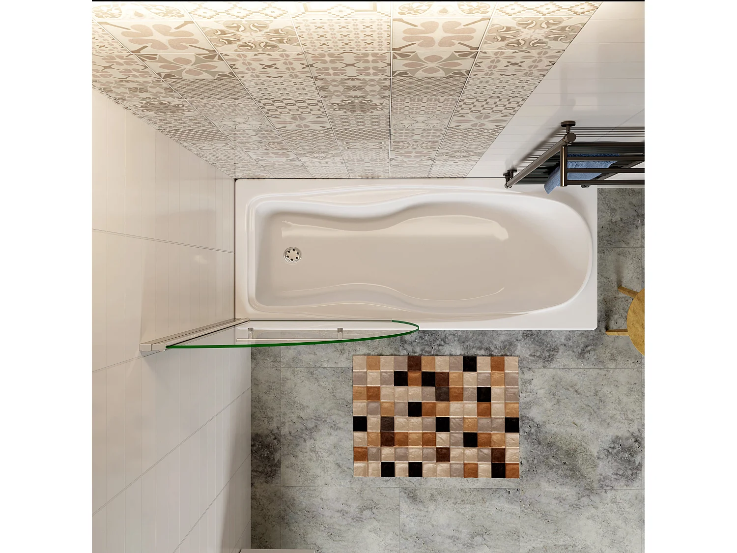 100x150cm Parete Vasca Doccia Sopravasca Singolo Pannello Forma Vela Girevole in Vetro Temperato 8 mm Anticalcare Telaio Cromato Lucido